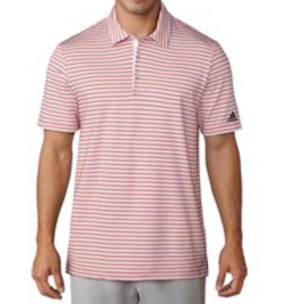 Adidas Mens GOLF Polo Shirt Red Size XLARGE Two Color Stripe NWOT